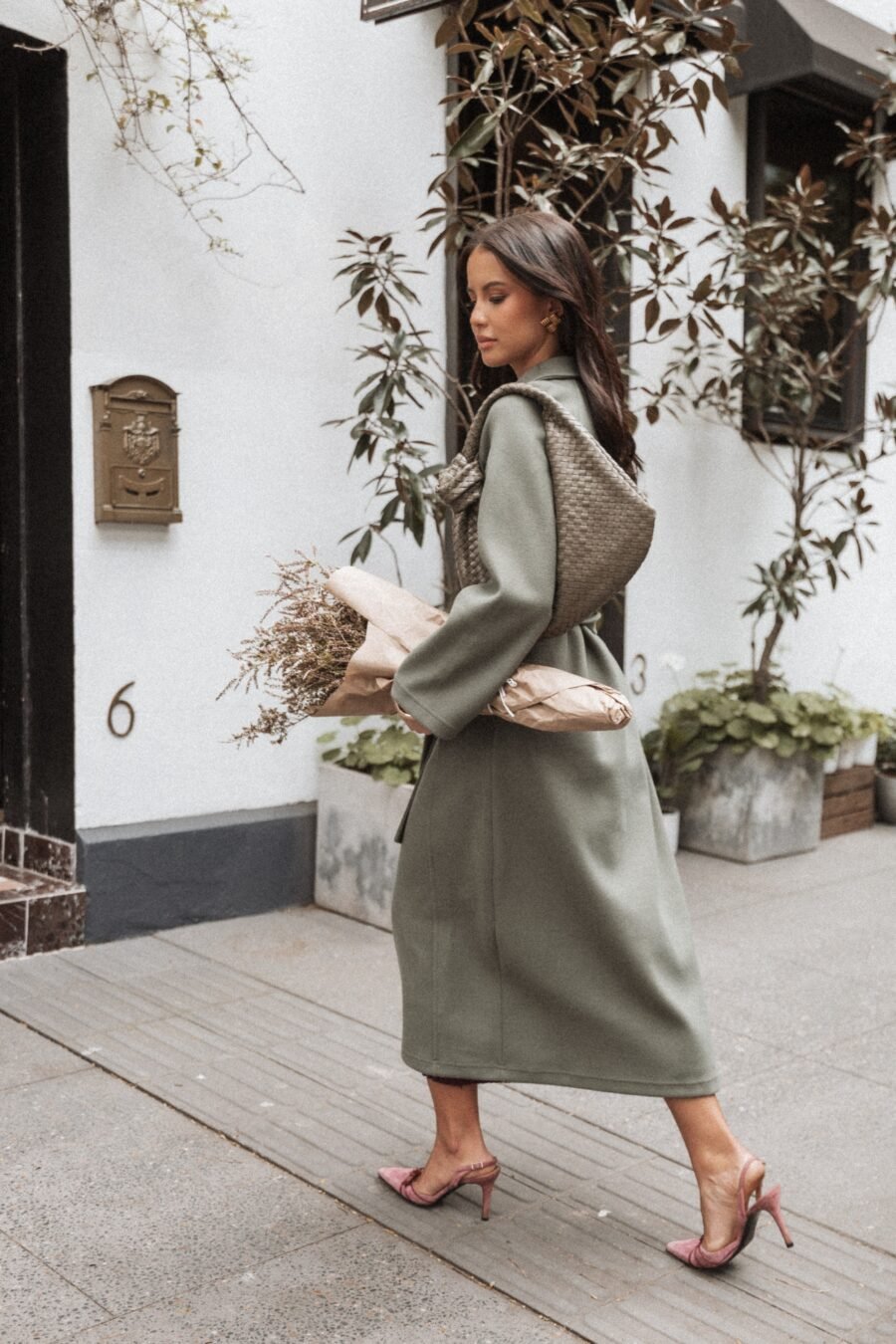 Tie Front Coat - Olive - Image 2