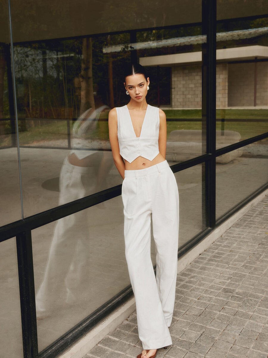 Cotton & Linen Straight Leg Pants - Image 2