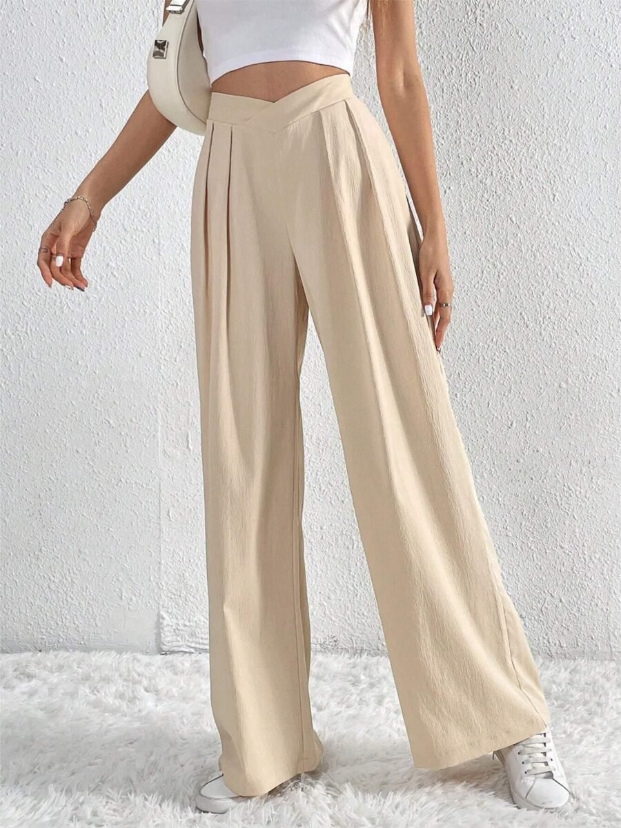 Casual Pleated Wide Leg Pants - Image 4
