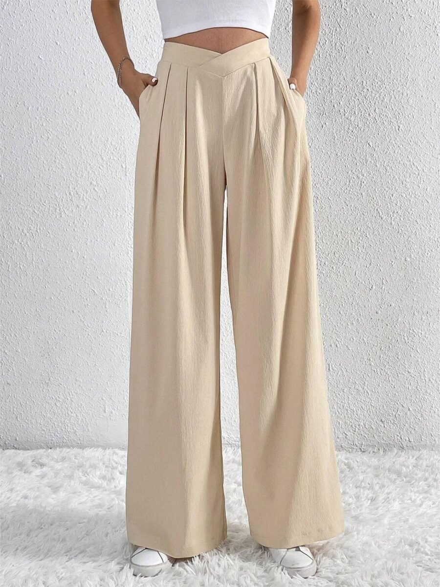 Casual Pleated Wide Leg Pants - Image 3