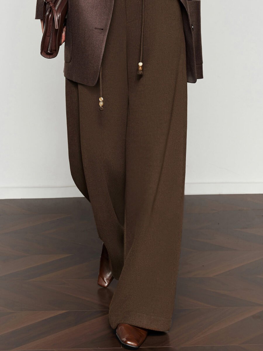 Drawstring Wide-Leg Draped Pants - Image 3