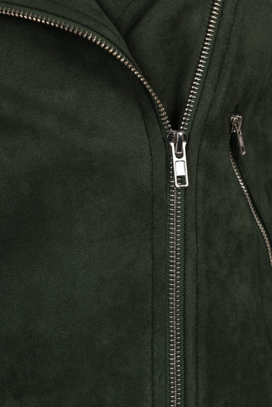 Faux Suede Moto Jacket - Olive - Image 8
