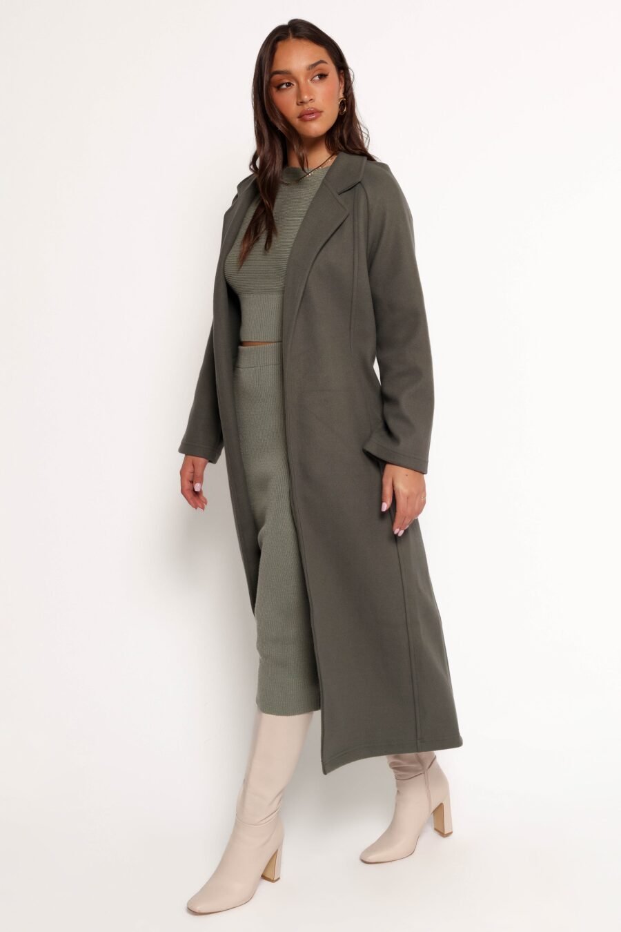 Tie Front Coat - Olive - Image 6