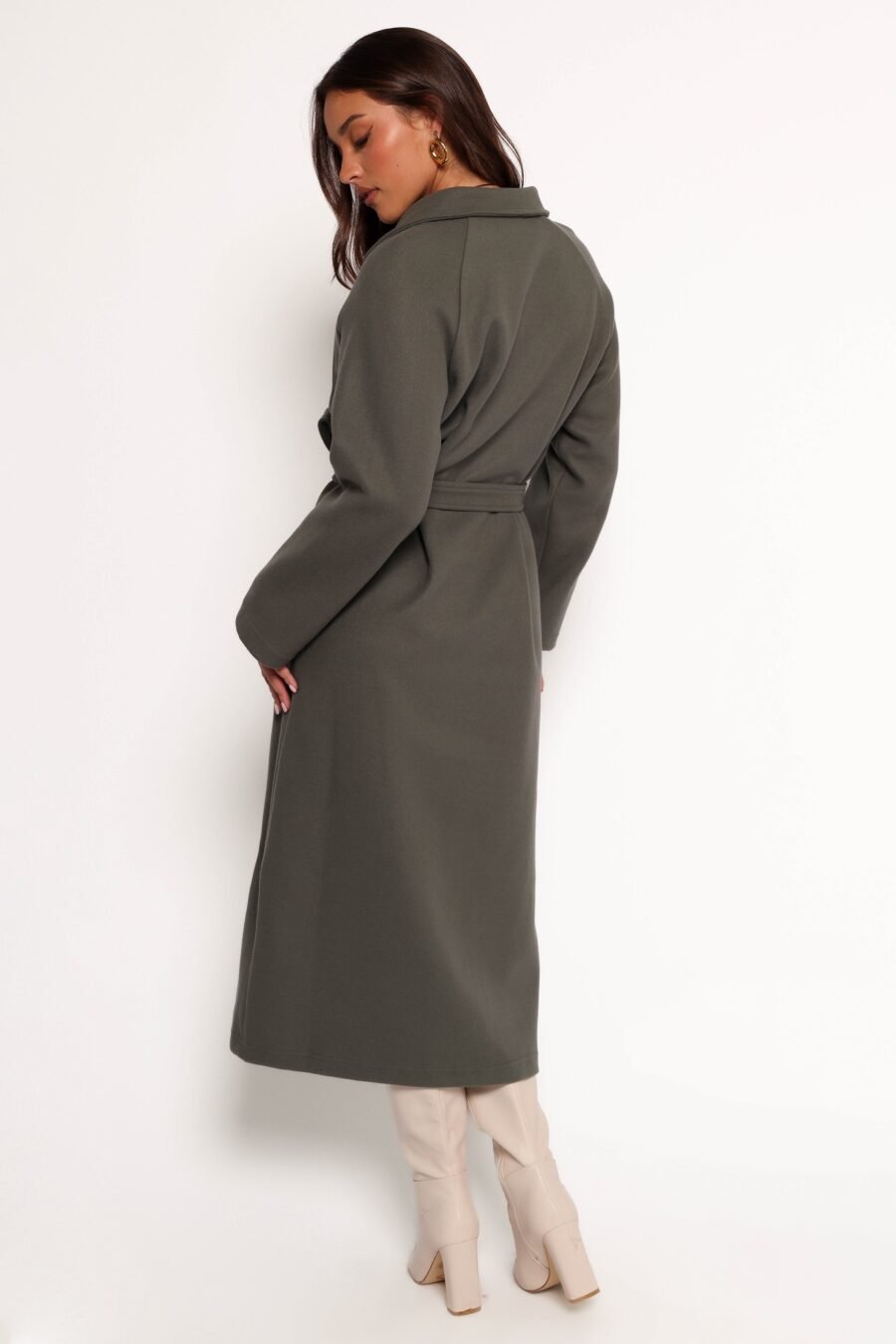 Tie Front Coat - Olive - Image 8