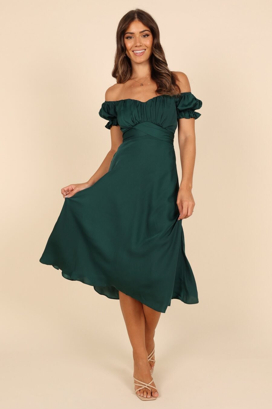 Sweetheart Frill Midi Dress - Emerald