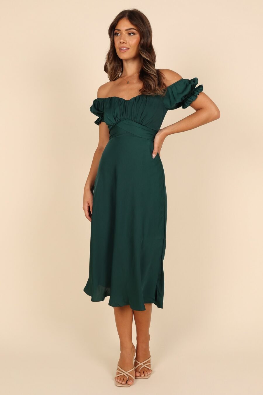 Sweetheart Frill Midi Dress - Emerald - Image 4