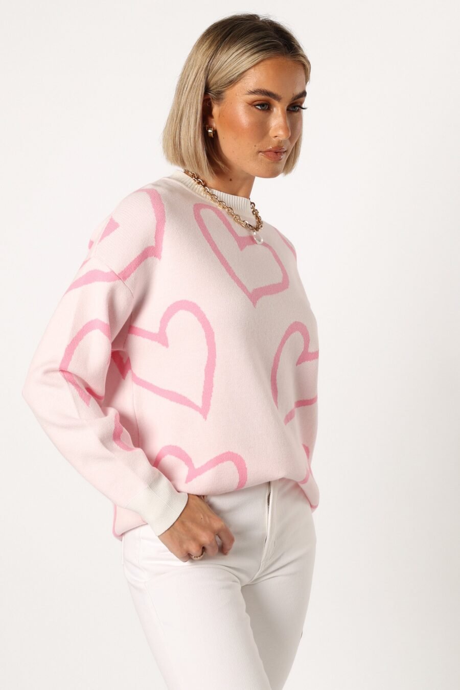 Heart Knit Sweater - White - Image 4