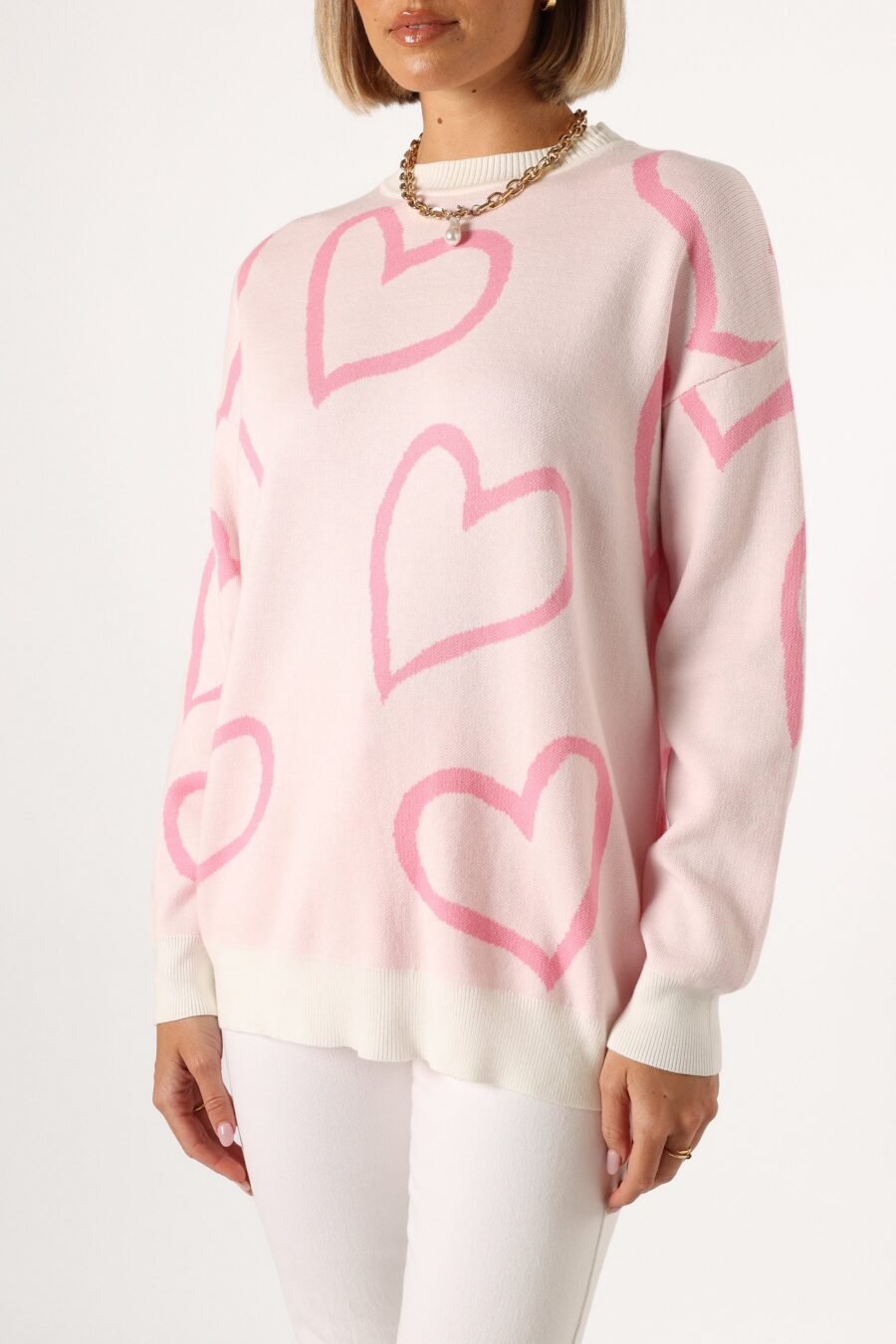 Heart Knit Sweater - White - Image 7