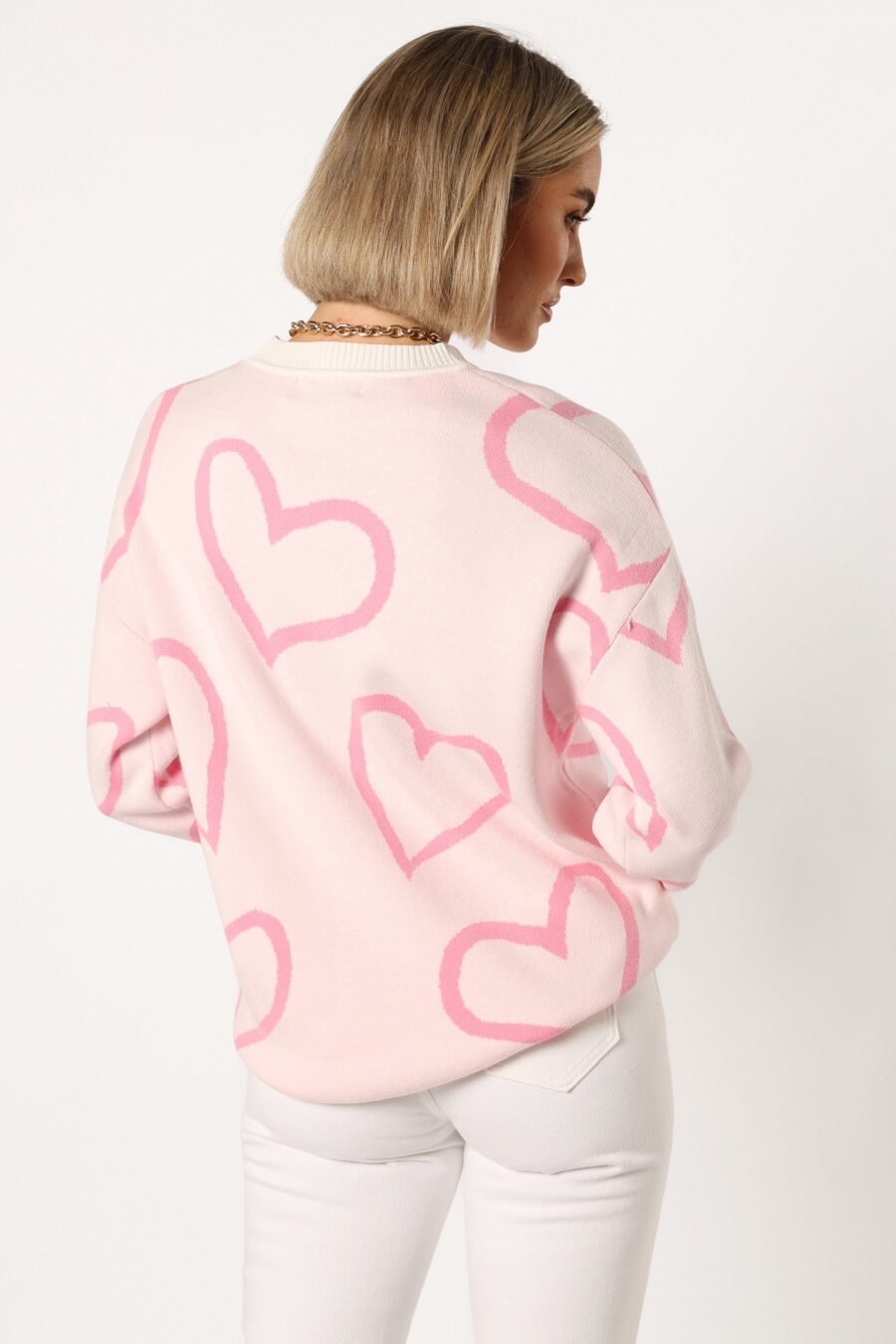 Heart Knit Sweater - White - Image 3