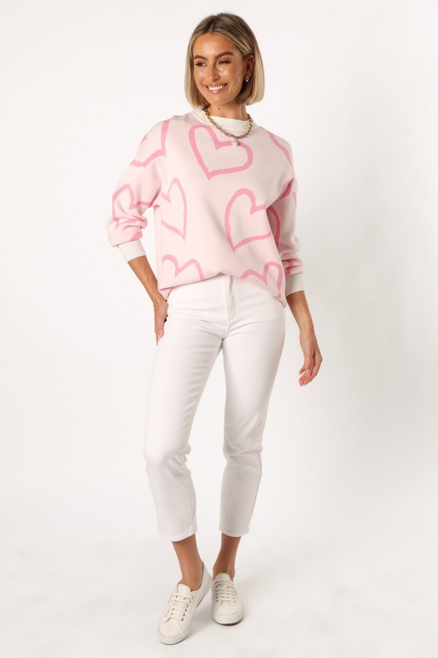 Heart Knit Sweater - White - Image 6