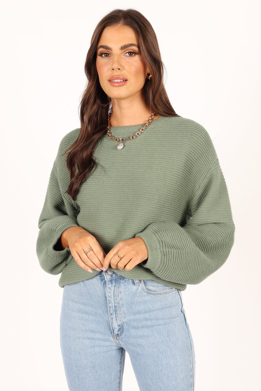 Textured Knit Sweater - Khaki - Image 5