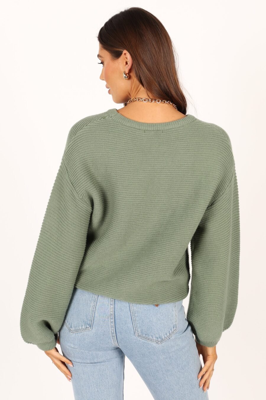 Textured Knit Sweater - Khaki - Image 7