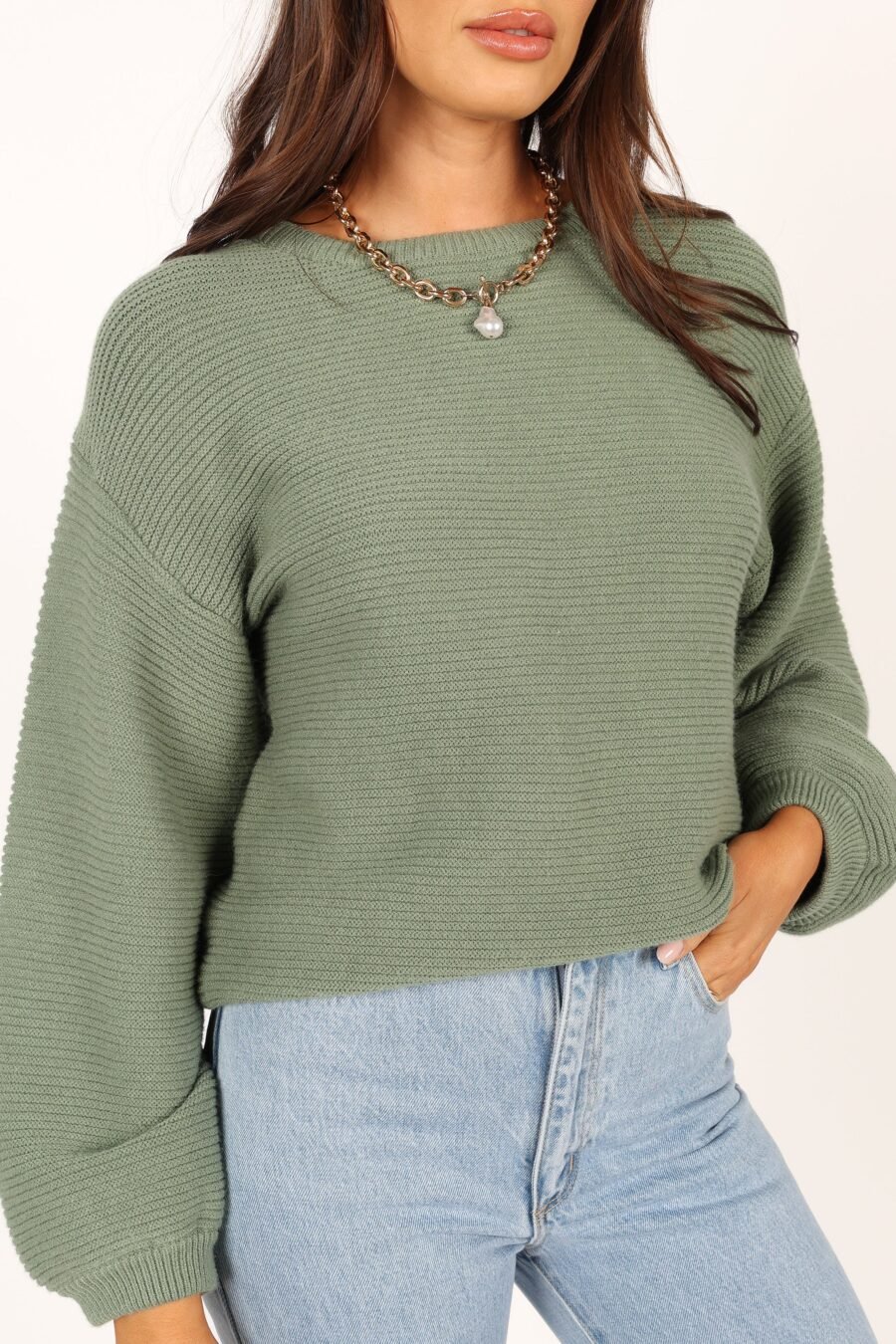 Textured Knit Sweater - Khaki - Image 10