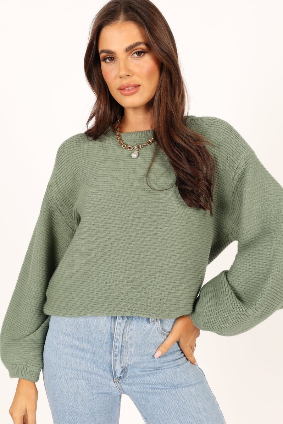 Textured Knit Sweater - Khaki - Image 12