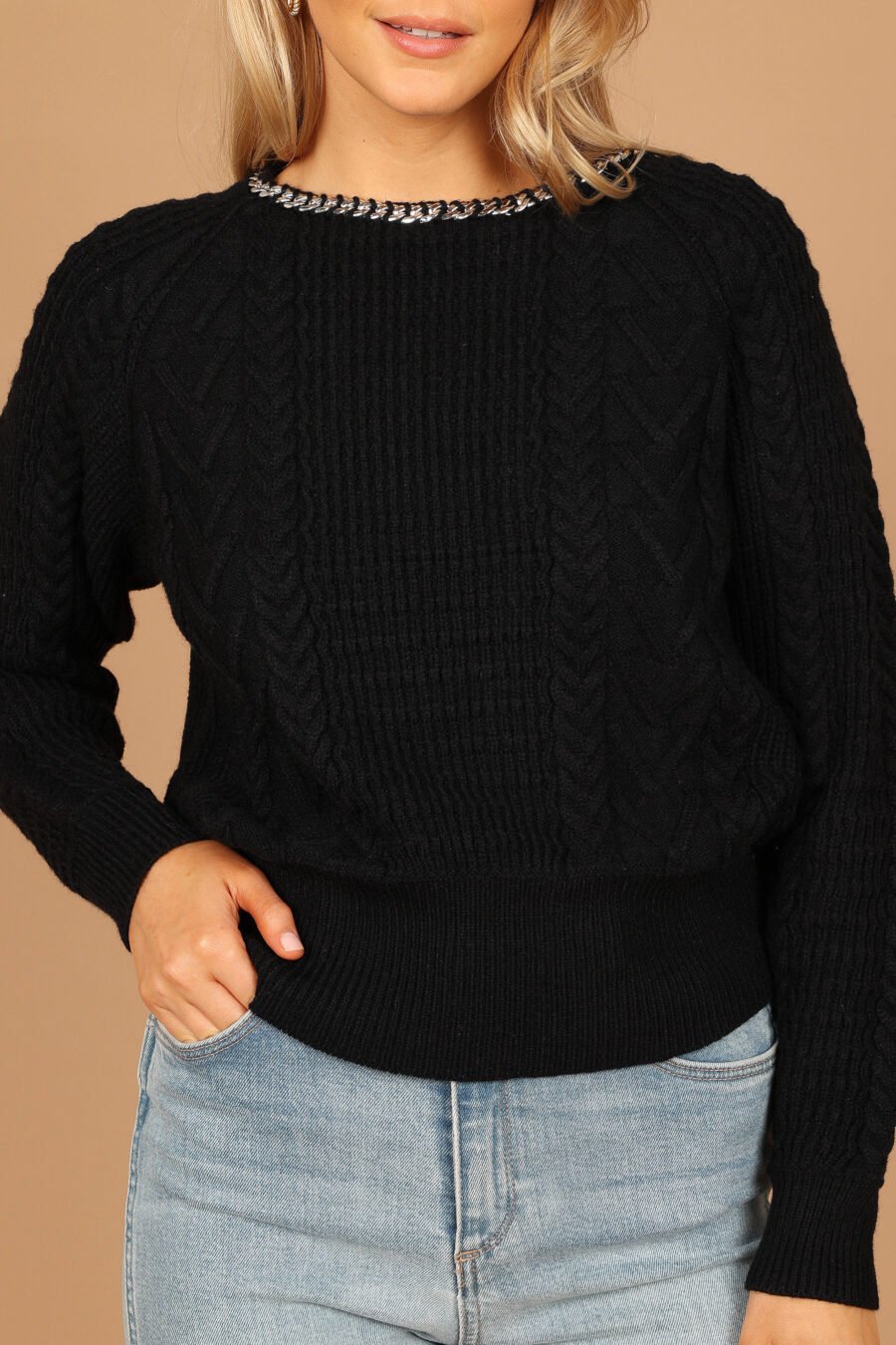 Detail Knit Sweater - Black - Image 3