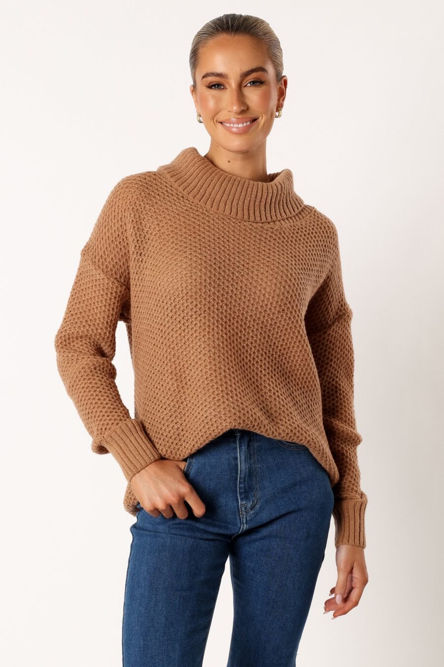 Turtleneck Knit Sweater - Beige