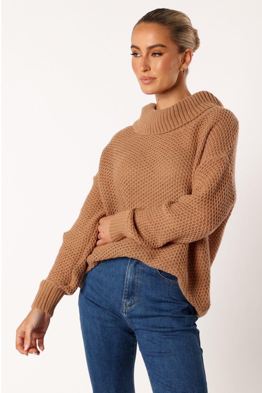 Turtleneck Knit Sweater - Beige - Image 2