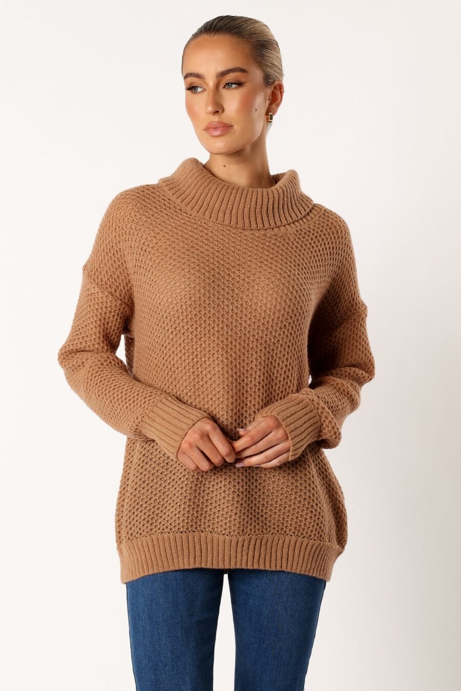 Turtleneck Knit Sweater - Beige - Image 5