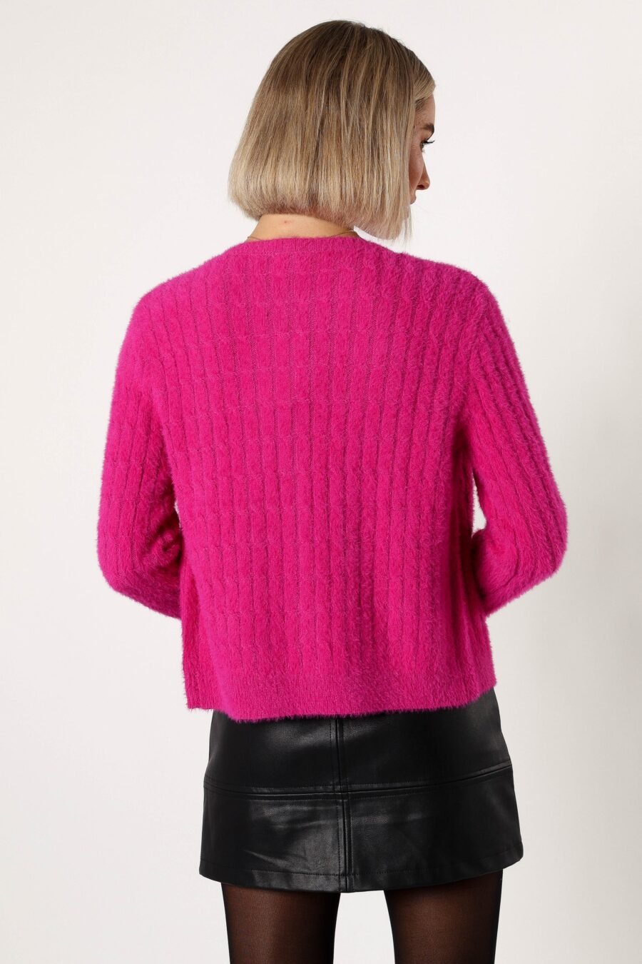 Button Front Cardigan - Magenta - Image 3